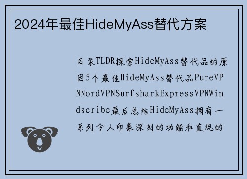 2024年最佳HideMyAss替代方案